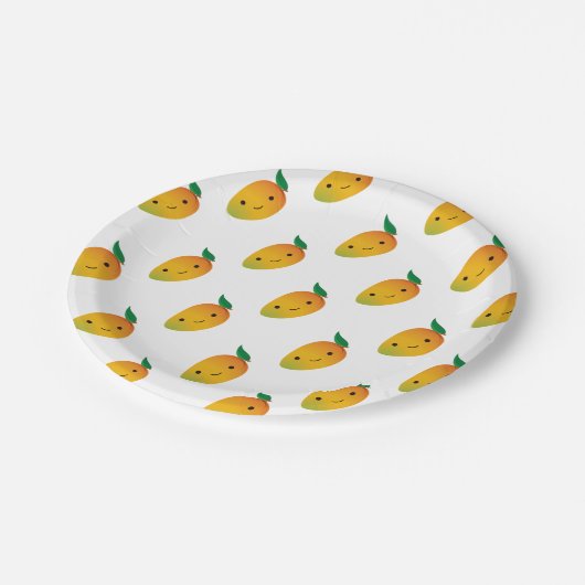 Assiettes En Carton Cute Kawaii Mango souriant (Angle)