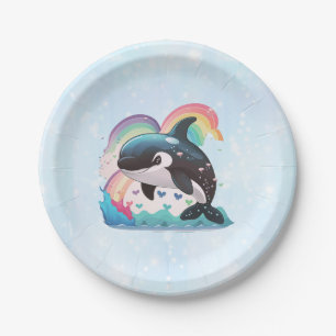 Assiettes En Carton Cute Kawaii Orca Killer Whale Rainbows Papillons