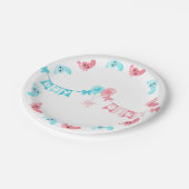 Assiettes En Carton Cute Kawaii Pieds Rose Bleu Genre Revela Party (Angle)