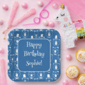 Assiettes En Carton Cute Kids Gentleman Bear en bleu Casquette (Fête)