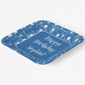 Assiettes En Carton Cute Kids Gentleman Bear en bleu Casquette (Angulaire)