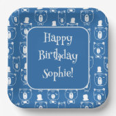 Assiettes En Carton Cute Kids Gentleman Bear en bleu Casquette (Recto)