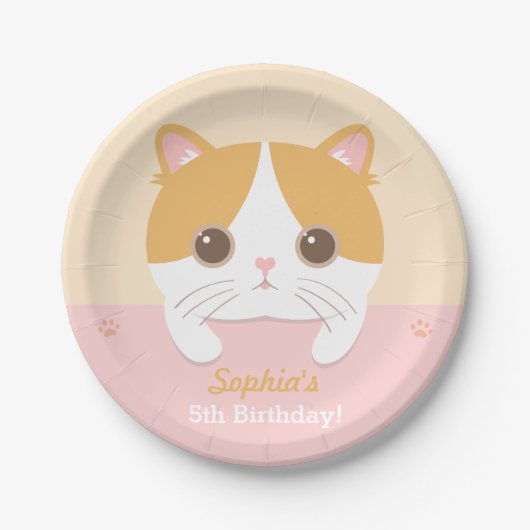 Assiettes En Carton Cute Kitten Chat Annithday Plaques papier (Devant)