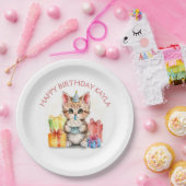 Assiettes En Carton Cute Kitten personnalisé en Casquette d'anniversai (Fête)