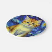 Assiettes En Carton Cute Kitten Starry Night Van Gogh (Angle)