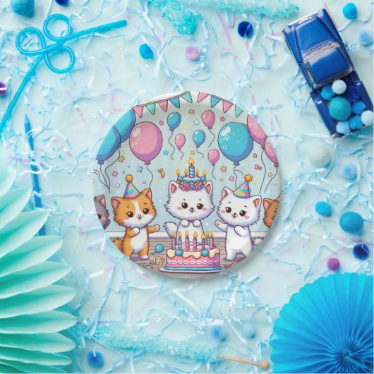 Assiettes En Carton Cute Kittens Plaques de fête d'anniversaire (Fête)