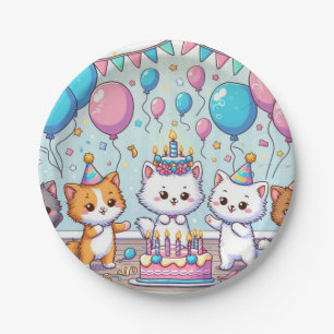 Assiettes En Carton Cute Kittens Plaques de fête d'anniversaire