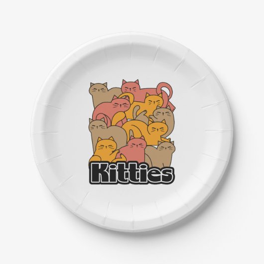 Assiettes En Carton Cute Kitties Design - Cat Art adorable (Devant)