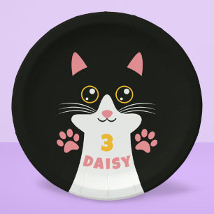 Assiettes En Carton Cute Kitty Cat Fête d'anniversaire pour les enfant