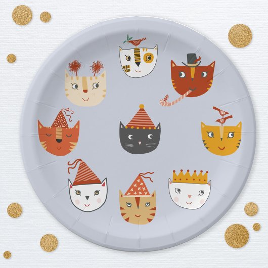 Assiettes En Carton Cute Kitty Chat