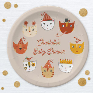 Assiettes En Carton Cute Kitty Chat Baby shower personnalisé