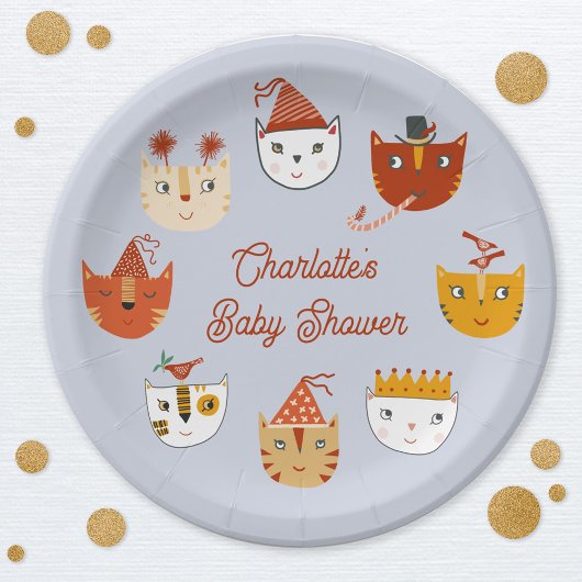 Assiettes En Carton Cute Kitty Chat Baby shower personnalisé