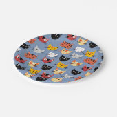 Assiettes En Carton Cute Kitty Chat Bleu (Angle)