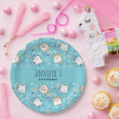 Assiettes En Carton Cute Kitty Chat Motif Whimsical Anniversaire (Fête)