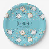 Assiettes En Carton Cute Kitty Chat Motif Whimsical Anniversaire (Devant)