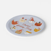 Assiettes En Carton Cute Kitty Chat Personnalisé Anniversaire (Angle)