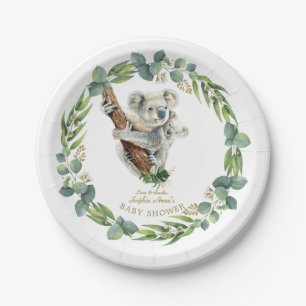Assiettes En Carton Cute Koala Eucalyptus Wreath Girl Baby shower
