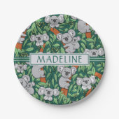 Assiettes En Carton Cute Koala Motif Personnalisé Hunter Green (Devant)