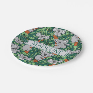 Assiettes En Carton Cute Koala Motif Personnalisé Hunter Green