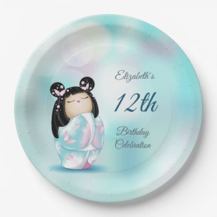 Assiettes En Carton Cute Kokeshi Doll   Anniversaire de la fille