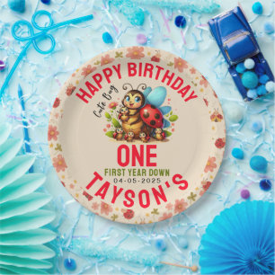 Assiettes En Carton Cute Ladybug 1er anniversaire   Fête de thème de b