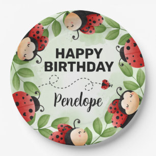 Assiettes En Carton Cute Ladybug Happy Birthday Party Plates