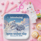 Assiettes En Carton Cute léopard des neiges dormir sur le Baby shower  (Fête)