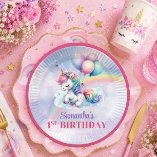 Assiettes En Carton Cute Licorne Couleurs Pastel Fille Anniversaire Fê