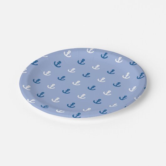 Assiettes En Carton Cute Little Anchor Pattern (Angle)