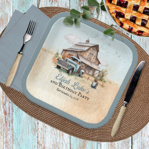 Assiettes En Carton Cute Little Farmer 2e fête d'anniversaire