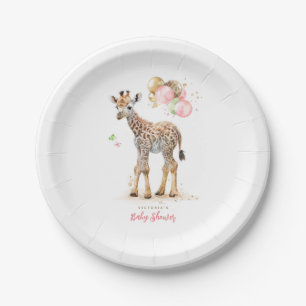 Assiettes En Carton Cute Little Giraffe Moderne Boho rose Brown