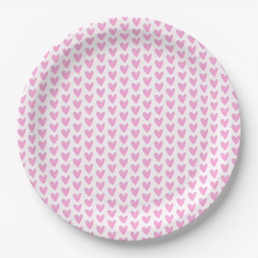 Assiettes En Carton Cute Little Hot Rose Hearts Motif (Devant)