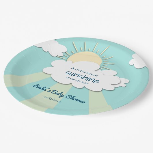 Assiettes En Carton Cute Little Sunshine Sexe Baby shower neutre (Angle)