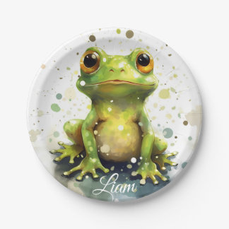 Assiettes En Carton Cute little watercolor frog