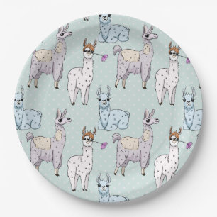 Assiettes En Carton Cute Llama Motif Pois