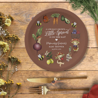 Assiettes En Carton Cute Locally Grown Little Sprout Baby Shower
