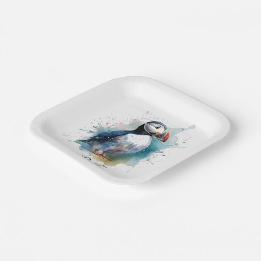 Assiettes En Carton Cute macaron en bleu aquarelle (Angulaire)