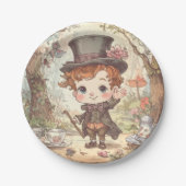 Assiettes En Carton Cute Mad Hatter Whimsical Wonderland Woodland Art (Devant)