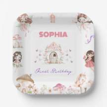 Cute Magical Fairy 1st Birthday Paper Plates