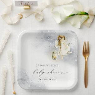Assiettes En Carton Cute Magique Aquarelle étoilée Baby shower de fée