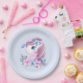 Assiettes En Carton Cute & Magique Baby Unicorne en Aquarelle (Fête)