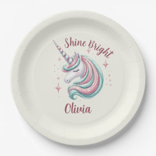 Assiettes En Carton Cute Magique Unicorn brillant