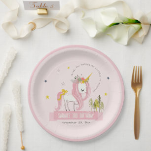 Assiettes En Carton Cute Magique Unicorn rose Anniversaire de enfant