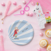 Assiettes En Carton Cute Manger Gâteau Bleu Sunburst avec Clown de cir (Fête)