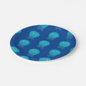 Assiettes En Carton Cute méduse Cartoon Dans L'Océan Bleu (Angle)