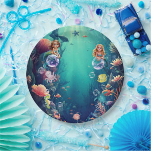 Assiettes En Carton Cute Mermaid Invitation de fête d'anniversaire