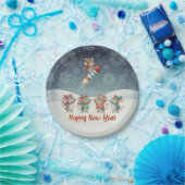 Assiettes En Carton Cute Mice Happy New Year Fireworks (Fête)