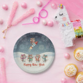 Assiettes En Carton Cute Mice Happy New Year Fireworks (Fête)