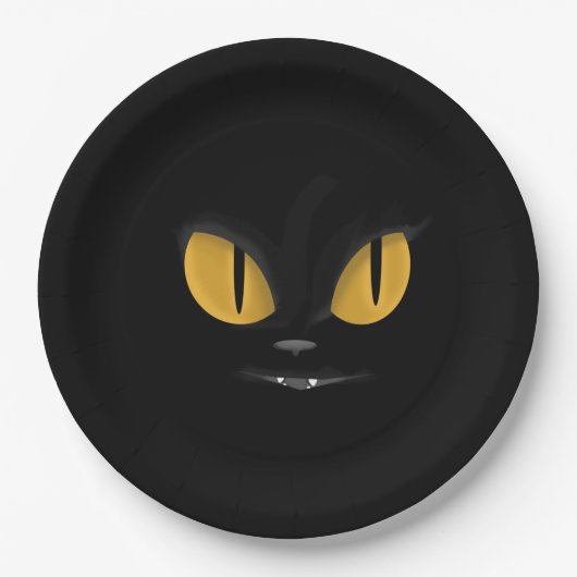 Assiettes En Carton Cute Mischievous Chat Noir avec les doigts (Devant)