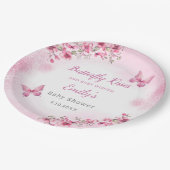 Assiettes En Carton Cute Moderne rose florale papillon fille Baby show (Angle)